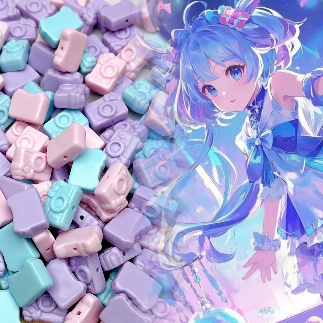 A1033 パステルカラー アクリルカメラビーズ DIYアクセサリーパーツ ハンドメイド素材