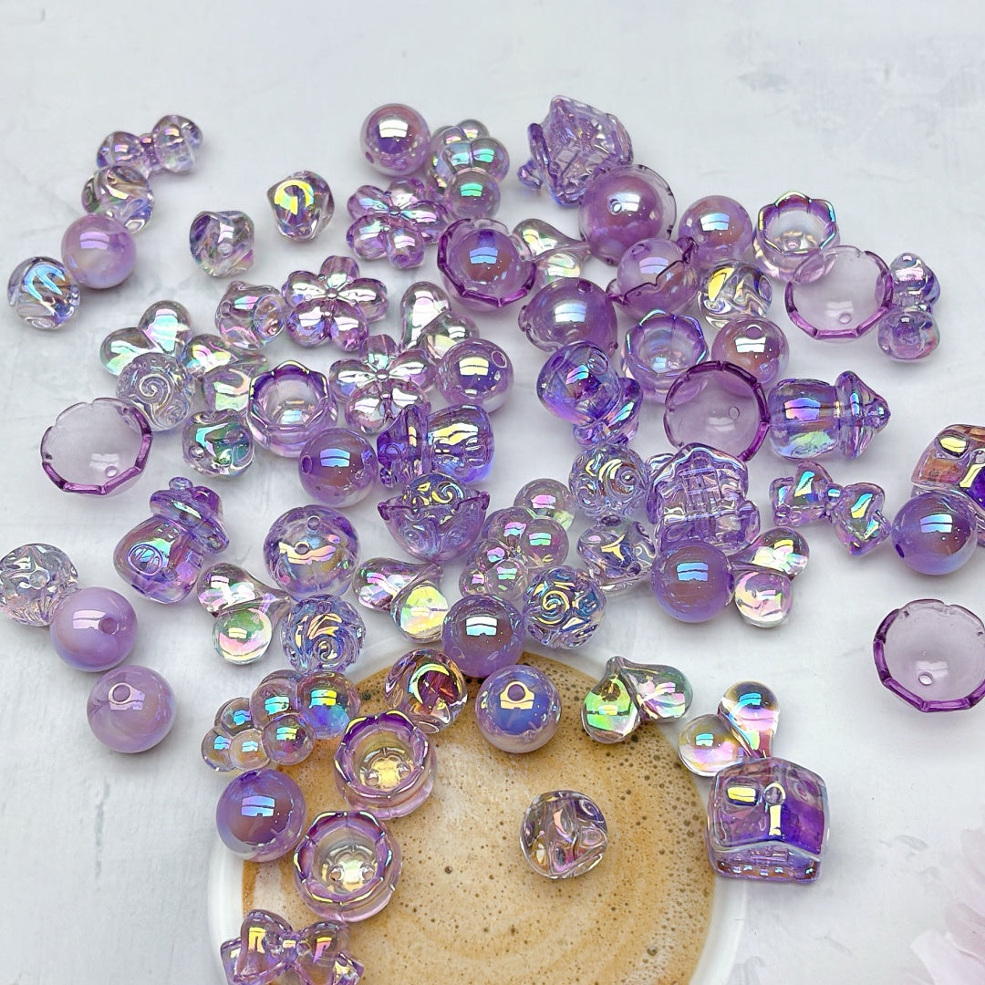 A687 高品質UVメッキアクリル/青花磁器風アクリル ビーズパーツ 手作りアクセサリー素材