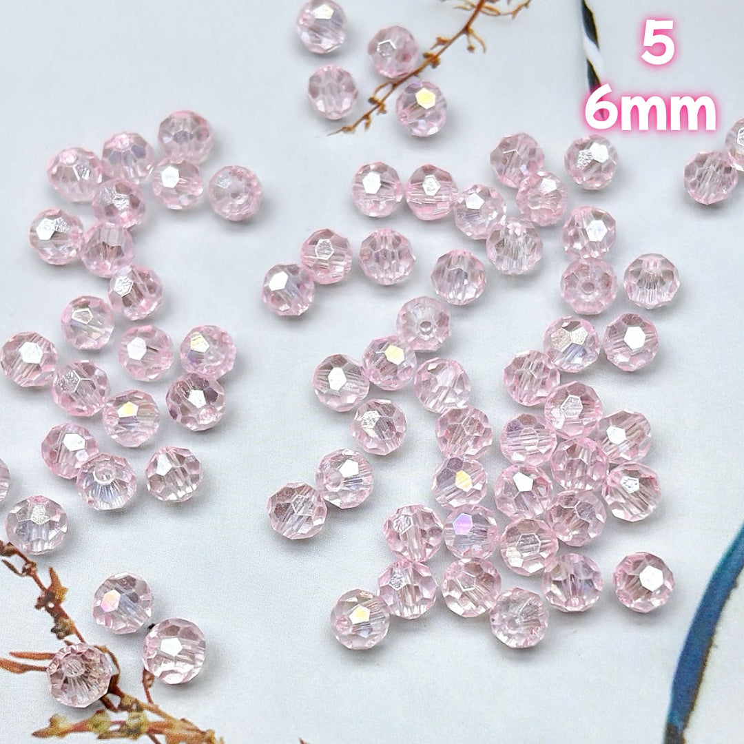 A619 高級カラー多面体ガラスビーズ 6mm/10mm- 輝くカットのDIYパーツ つめつめ放題