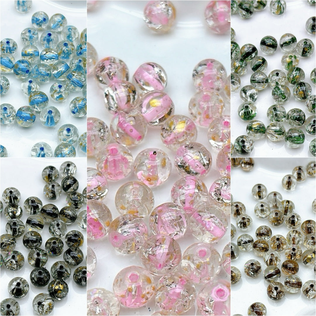 A663 新作・金彩入りガラスビーズ - きらめくアクセントのDIYパーツ つめつめ放題