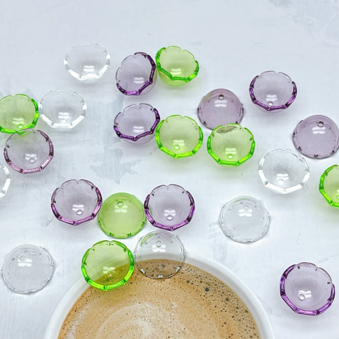 A687 高品質UVメッキアクリル/青花磁器風アクリル ビーズパーツ 手作りアクセサリー素材