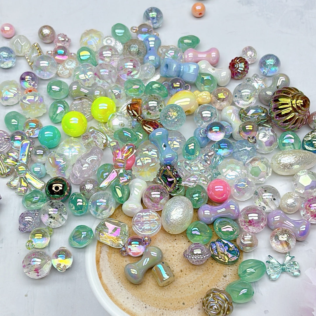 A687 高品質UVメッキアクリル/青花磁器風アクリル ビーズパーツ 手作りアクセサリー素材