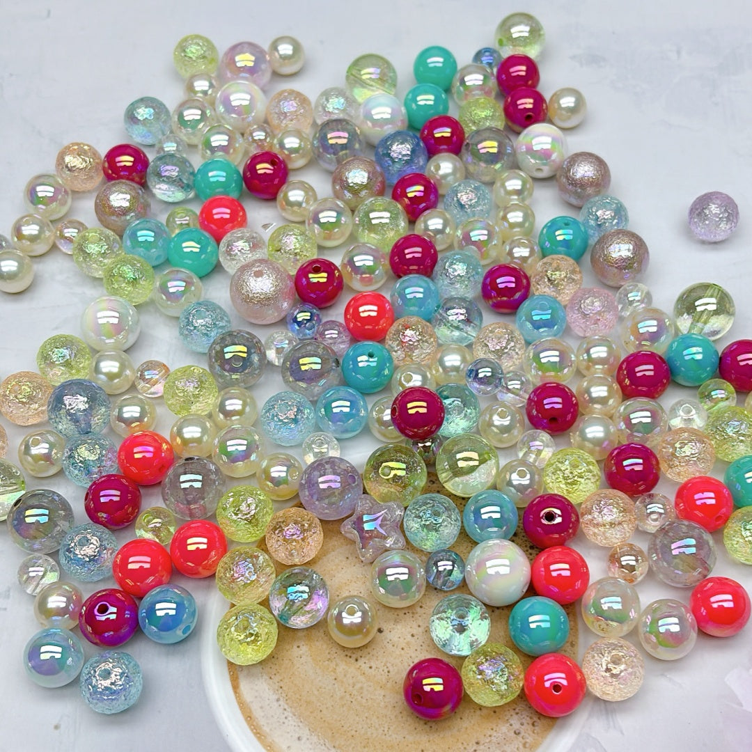A687 高品質UVメッキアクリル/青花磁器風アクリル ビーズパーツ 手作りアクセサリー素材