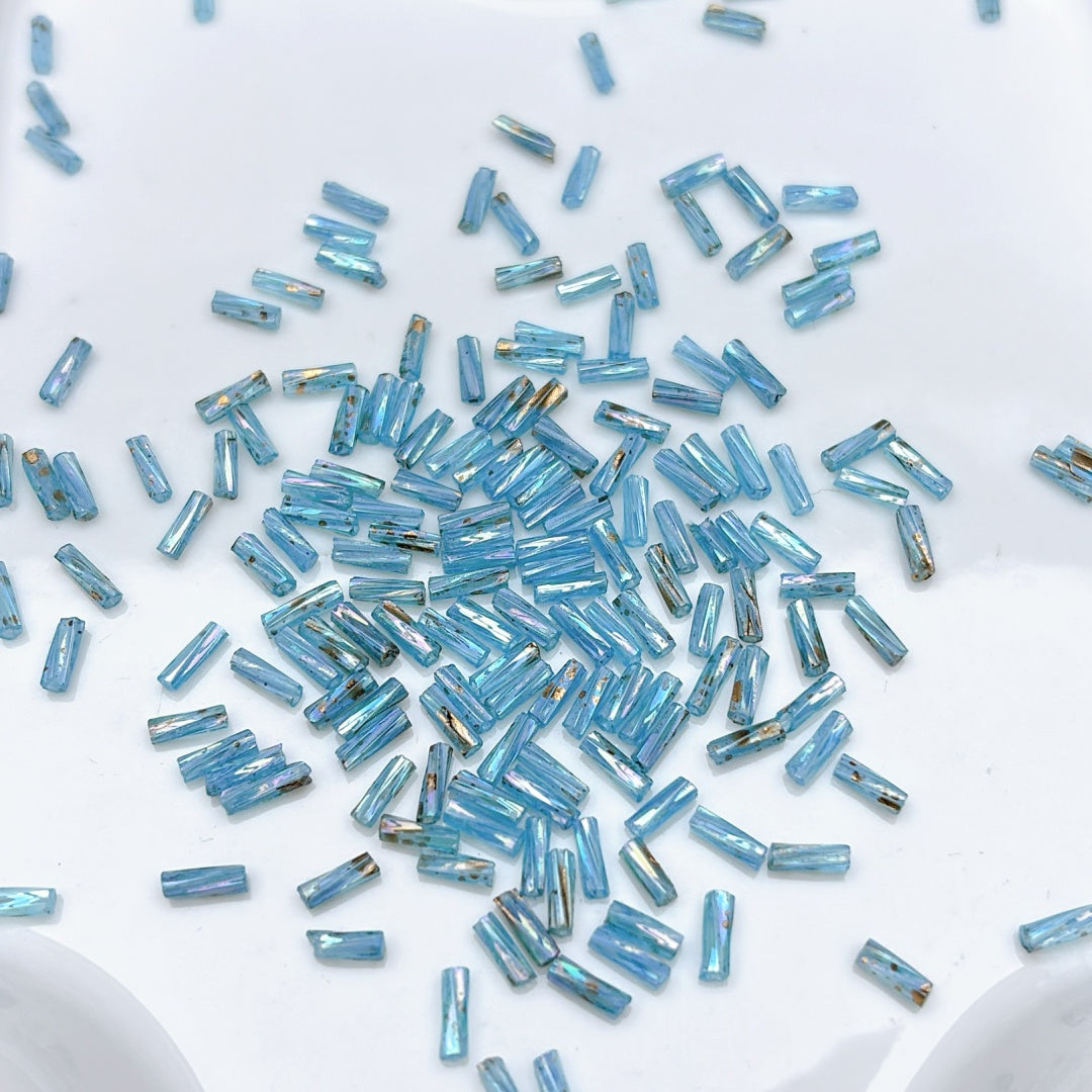 A849 ピカソ風螺旋ガラスチューブビーズ|アート感ハンドメイドDIYパーツ