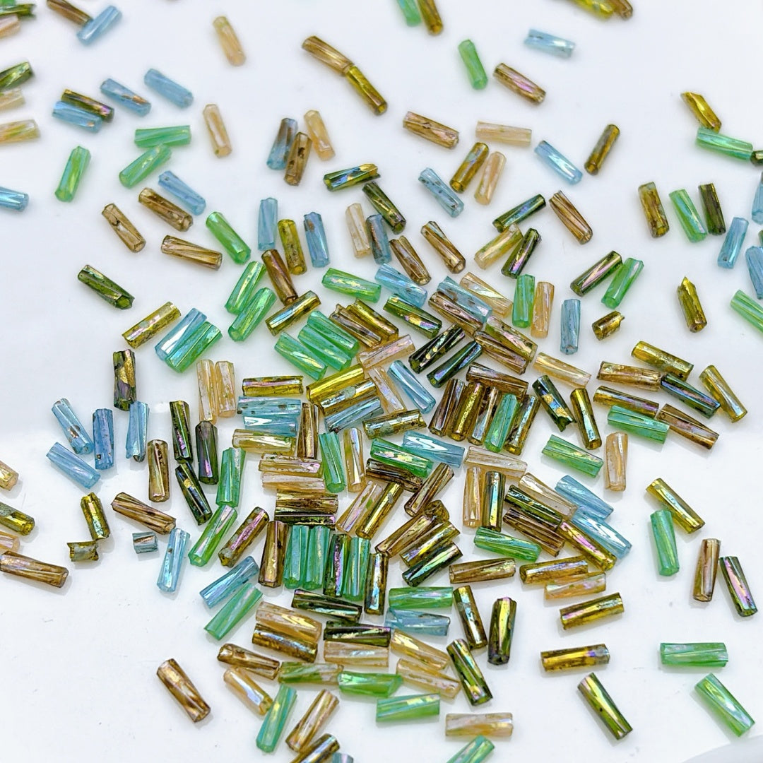 A849 ピカソ風螺旋ガラスチューブビーズ|アート感ハンドメイドDIYパーツ