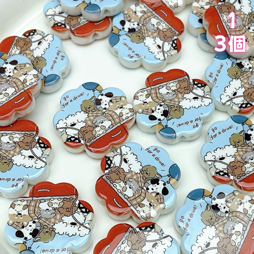 A916 夢かわいいホワイト系 ✦ カートゥーンわんちゃんアクリルパーツ