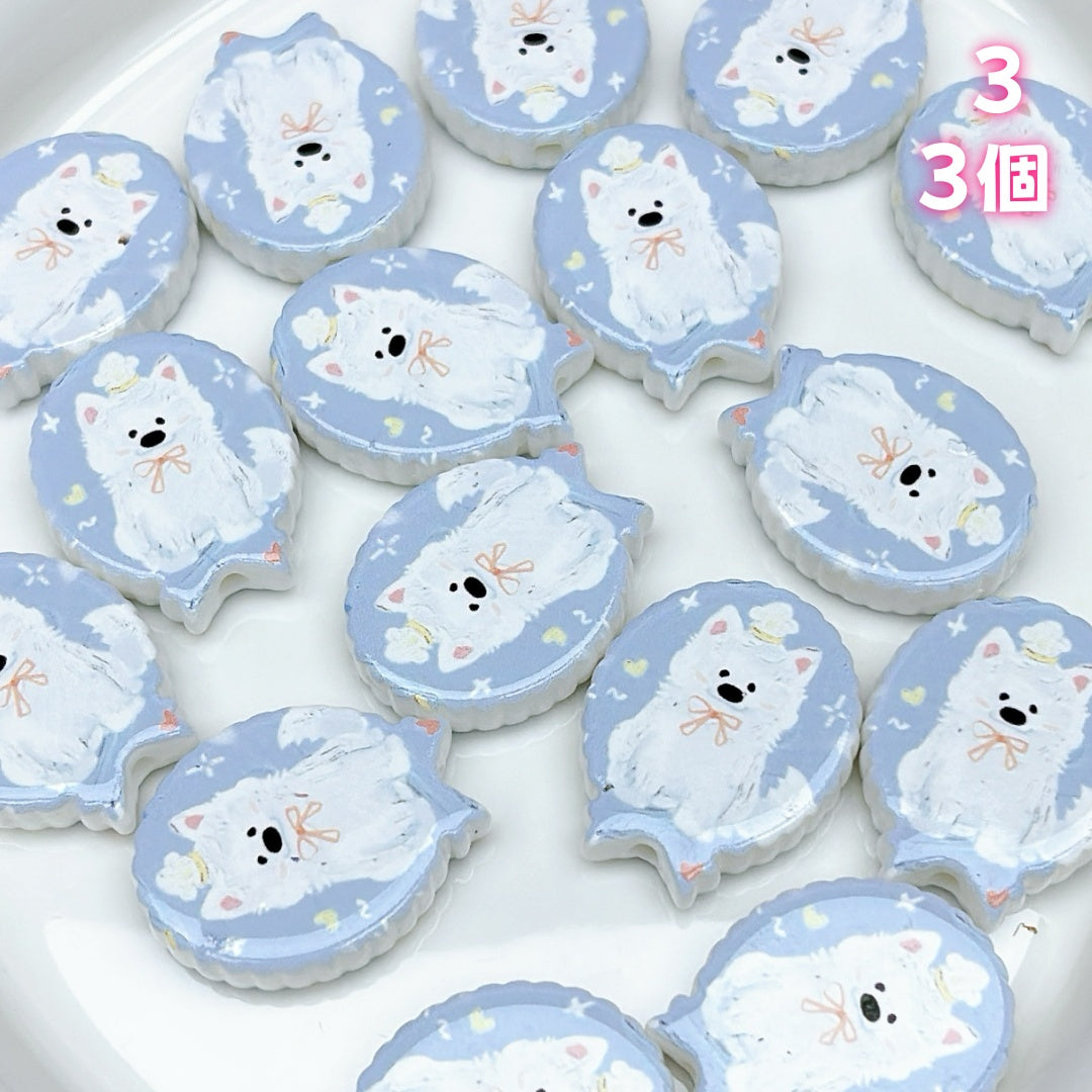 A916 夢かわいいホワイト系 ✦ カートゥーンわんちゃんアクリルパーツ