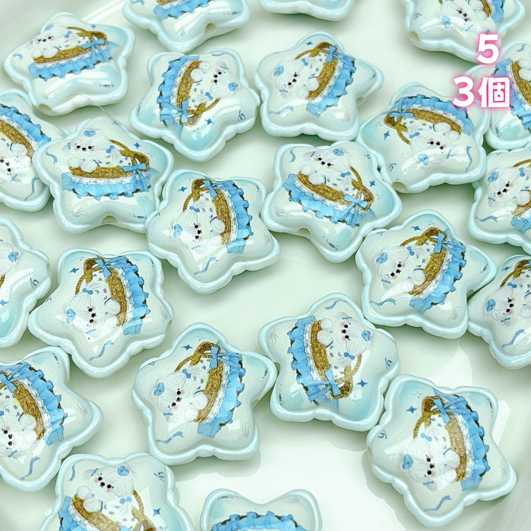 A916 夢かわいいホワイト系 ✦ カートゥーンわんちゃんアクリルパーツ