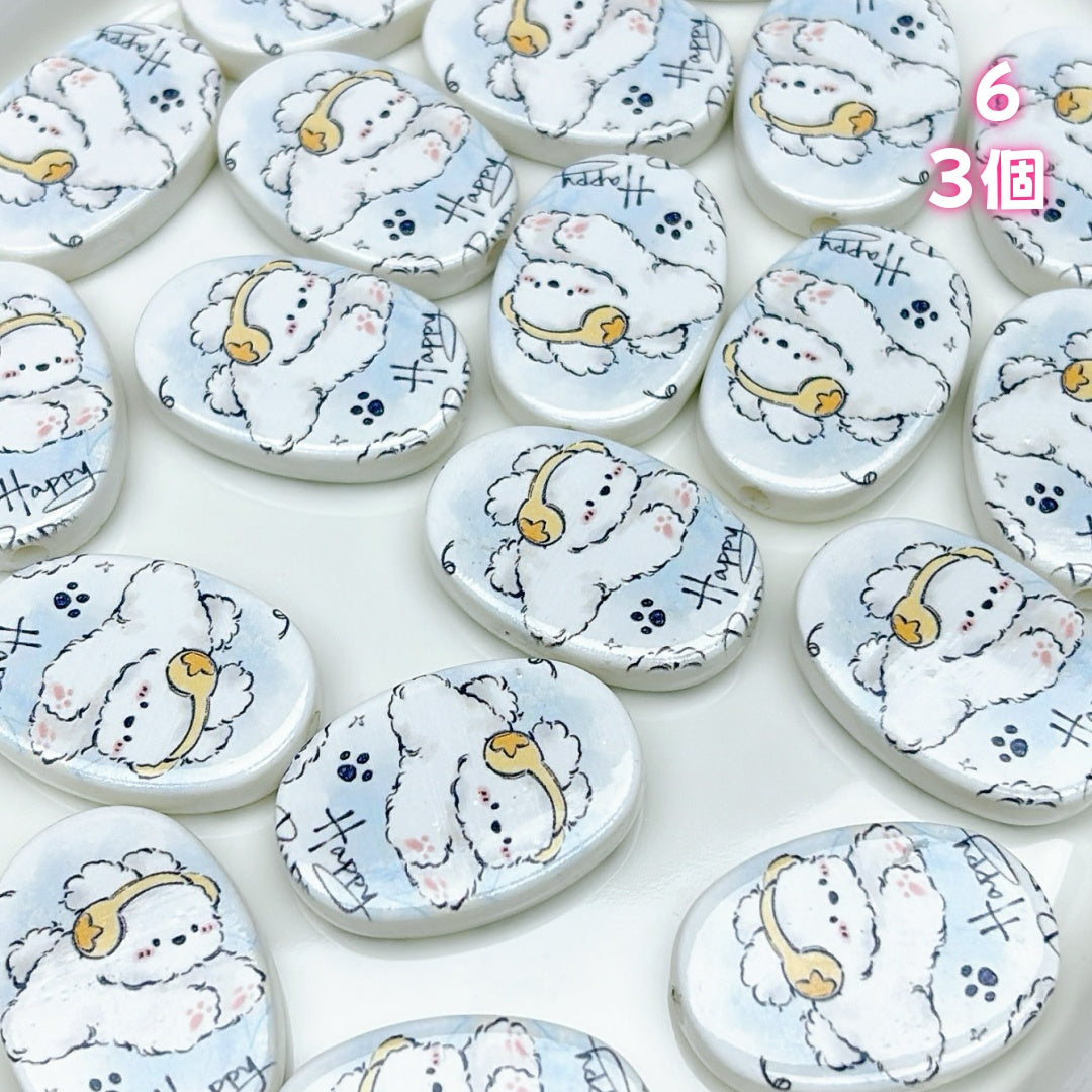 A916 夢かわいいホワイト系 ✦ カートゥーンわんちゃんアクリルパーツ