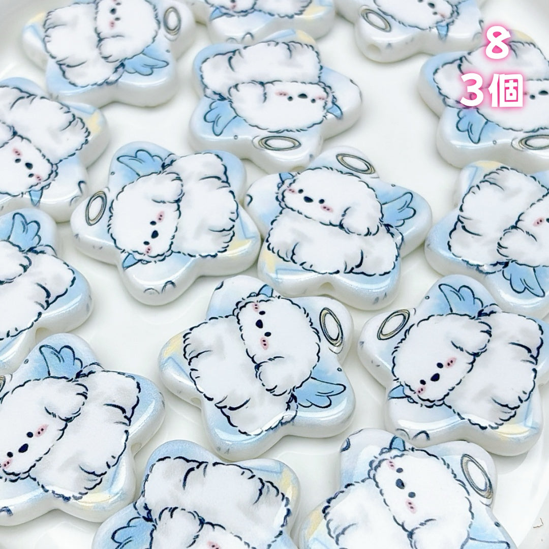 A916 夢かわいいホワイト系 ✦ カートゥーンわんちゃんアクリルパーツ