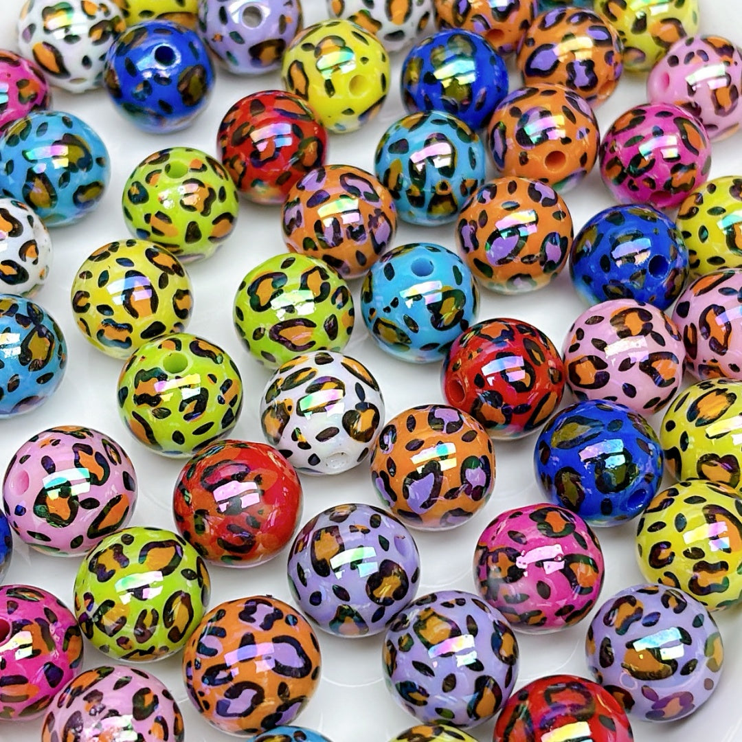 A927 豹柄アクリルビーズパーツ ✦ 個性的なハンドメイド素材 ✦ アクセサリー作りに最適