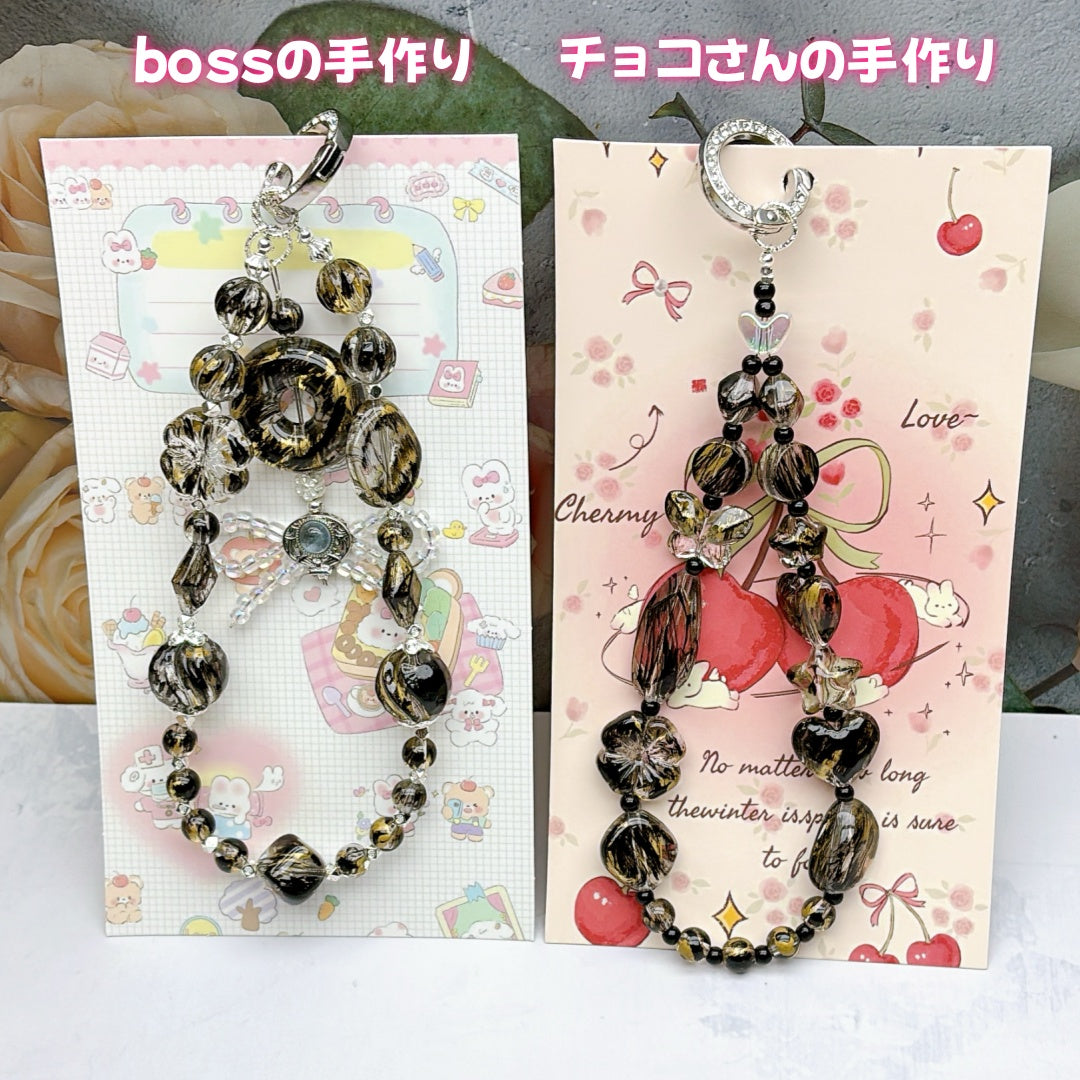 A733 クリア×ブラック×ゴールド系アクリルパーツ — クールさと透明感を兼ね備えたハンドメイド素材