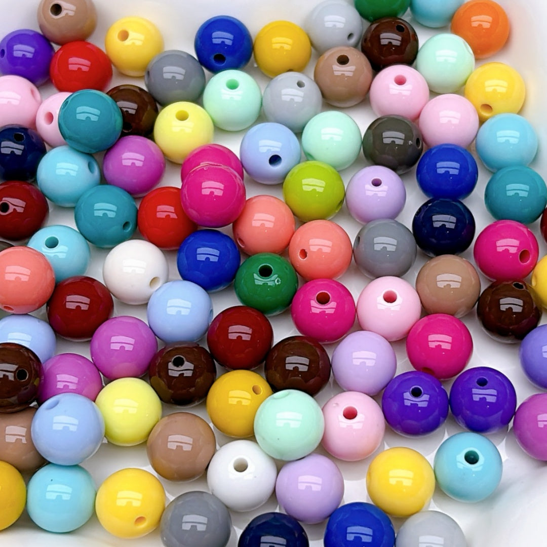 A928 ベーシック実用タイプ無地アクリルビーズ 12mm✦ ハンドメイドDIY用 ✦ シンプルで使いやすい