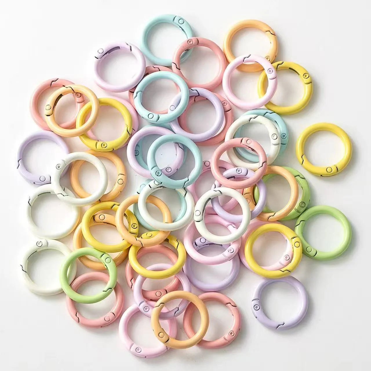 A525:スプリングリング 開口丸カン キーリング バッグ金具 DIY手芸パーツ まとめ売り（弹簧扣组合）