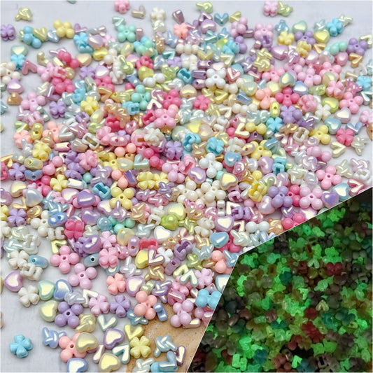 A857  夜光入キャンディカラー真珠光沢アクリルミックスパーツ