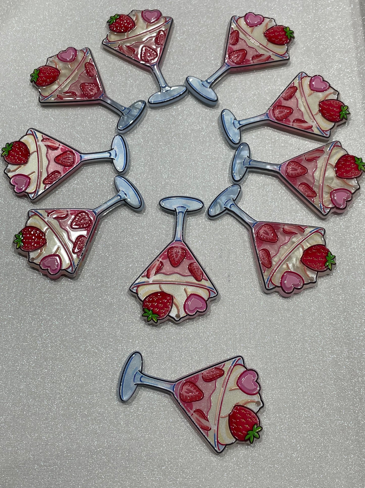 A589:：フルーツクリームケーキアクリル片 DIY手作りパーツ