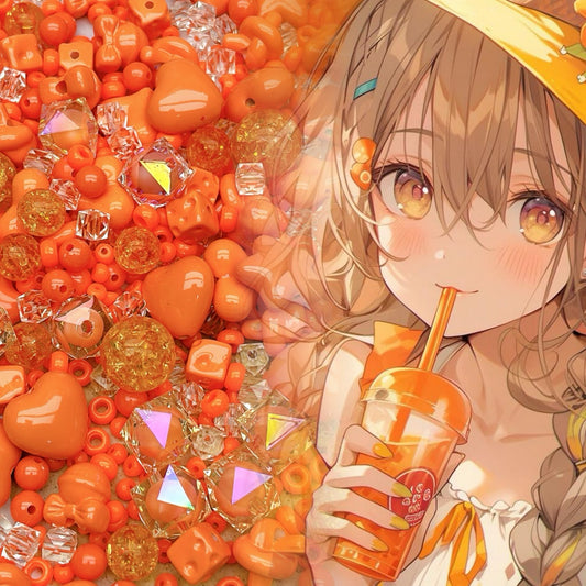 A1028  元気オレンジシリーズ | 夏のDIYハンドメイド アクリルビーズ ブレスレット手作り素材セット