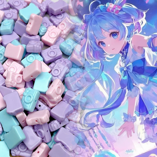 A1033   パステルカラー アクリルカメラビーズ DIYアクセサリーパーツ ハンドメイド素材