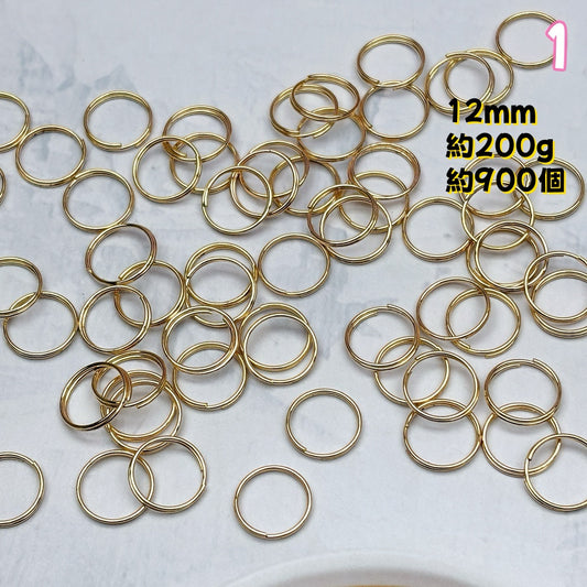 A1041   多サイズメタルダブルリング開口カン — ハンドメイド用基本金具