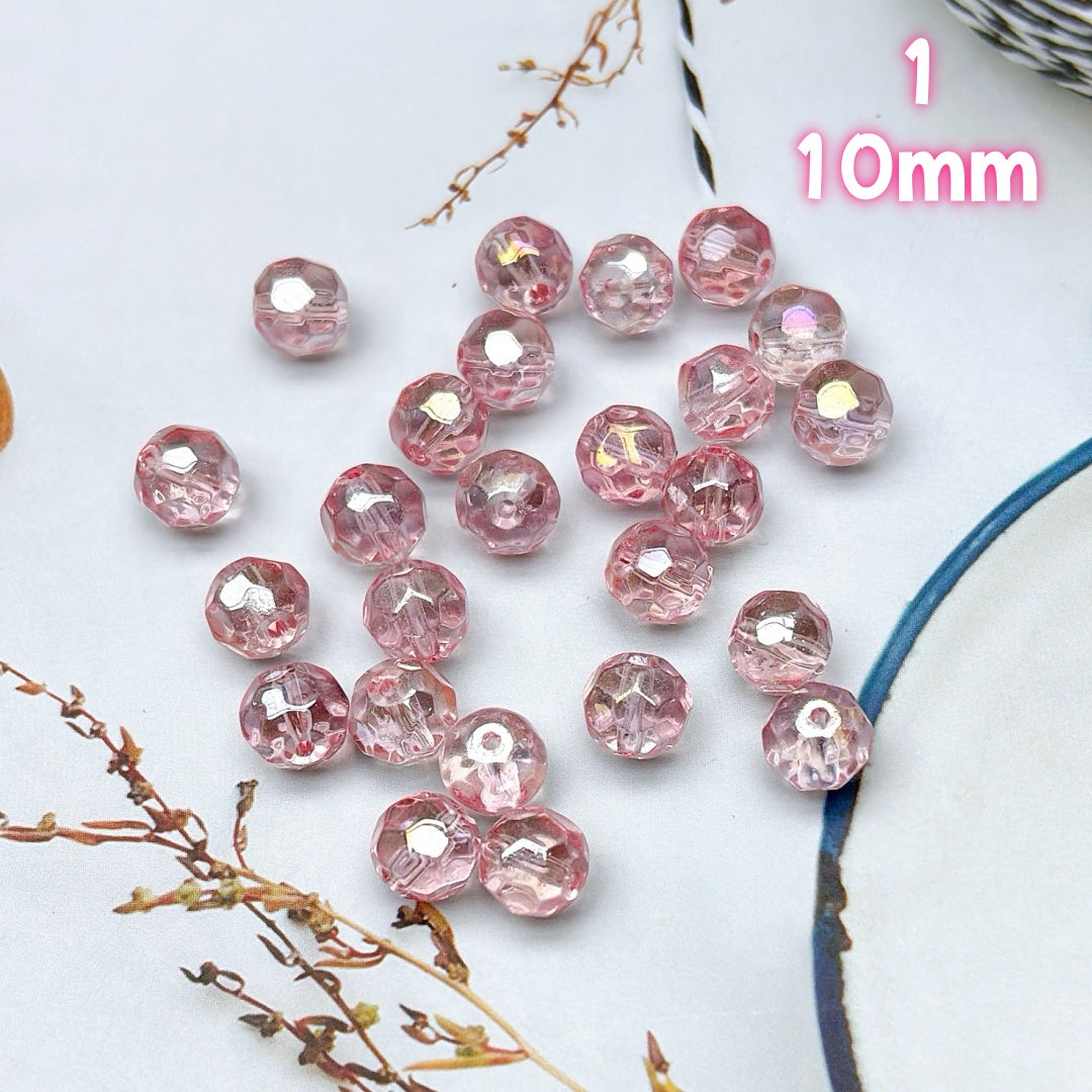 A619  高級カラー多面体ガラスビーズ  6mm/10mm- 輝くカットのDIYパーツ  つめつめ放題