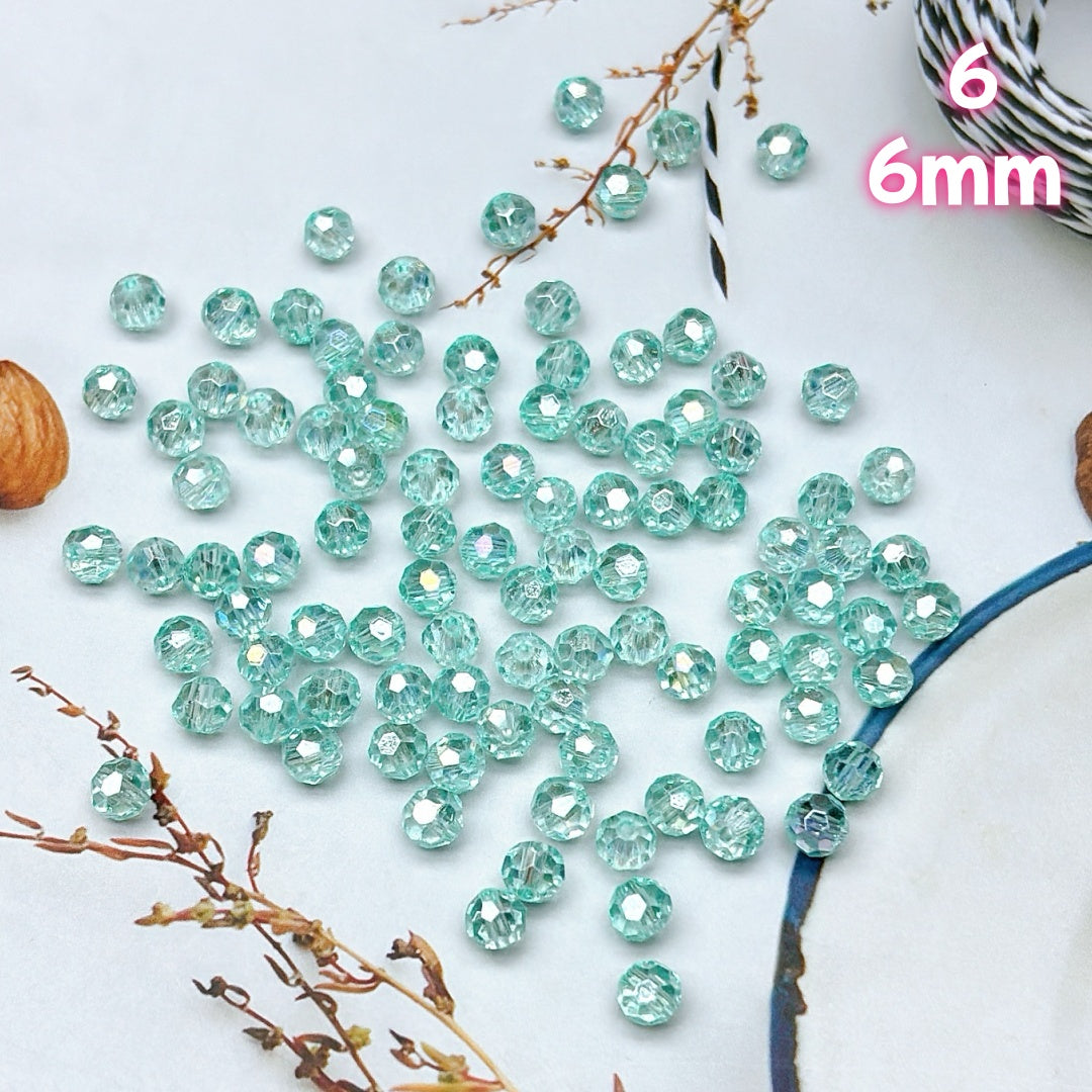 A619  高級カラー多面体ガラスビーズ  6mm/10mm- 輝くカットのDIYパーツ  つめつめ放題