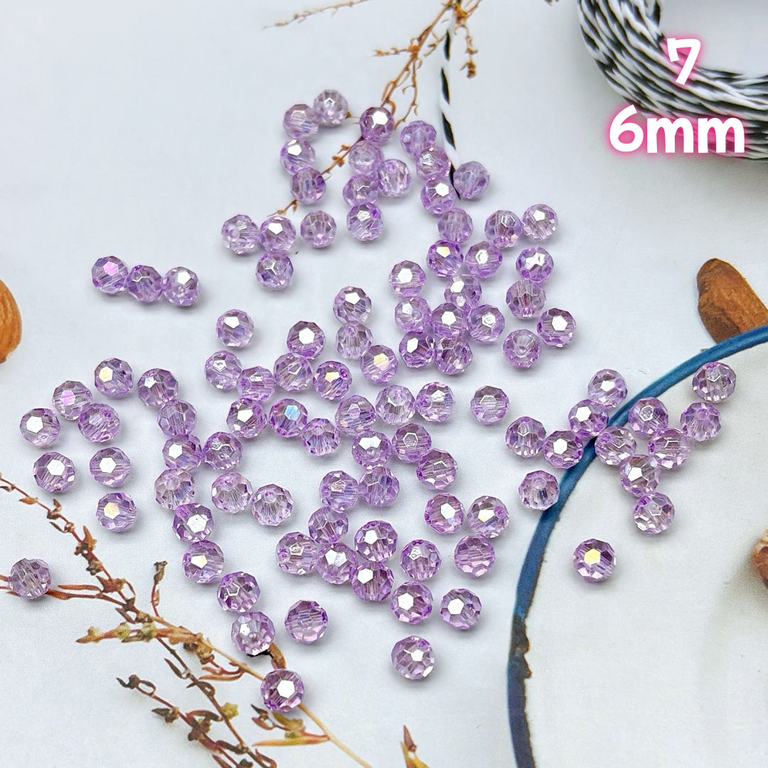A619  高級カラー多面体ガラスビーズ  6mm/10mm- 輝くカットのDIYパーツ  つめつめ放題