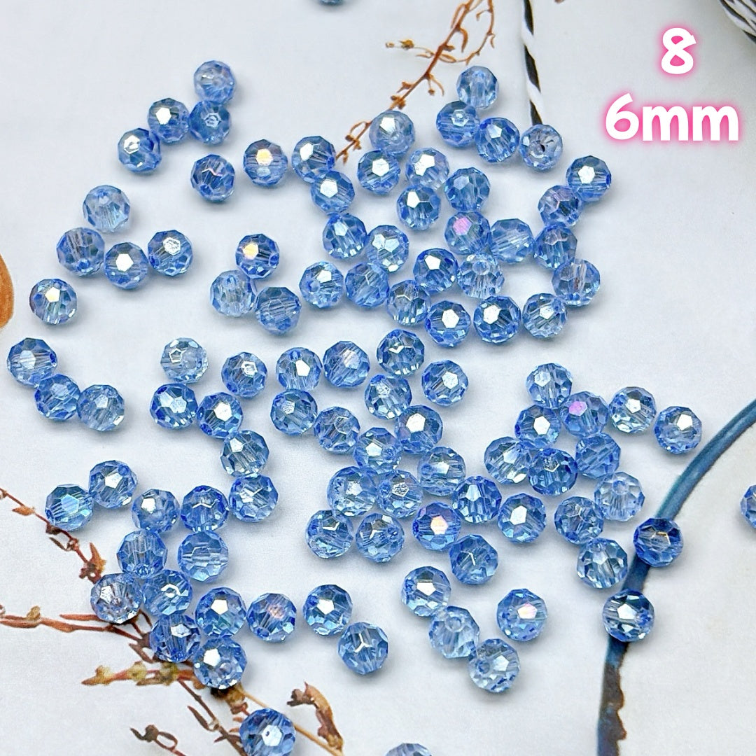 A619  高級カラー多面体ガラスビーズ  6mm/10mm- 輝くカットのDIYパーツ  つめつめ放題