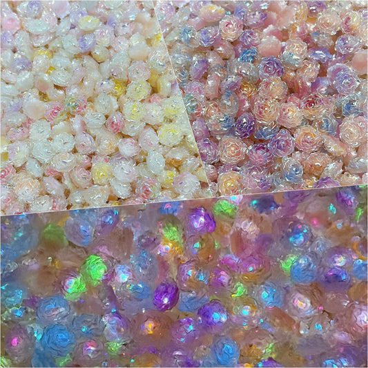 A644  半熟バラ （UV马贝/荧光/UV/电镀） - とろけるような質感のソフトDIYパーツ