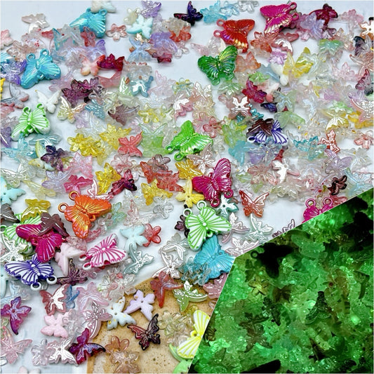 A657   夜光  蝶と花のパーツ – ナチュラルで夢かわな小さな世界