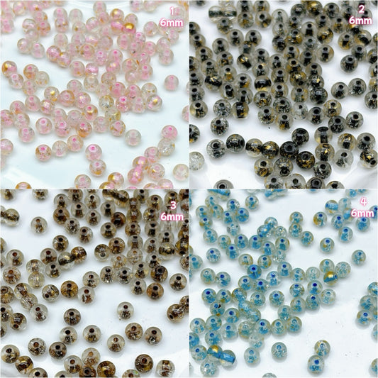 A663  新作・金彩入りガラスビーズ - きらめくアクセントのDIYパーツ つめつめ放題