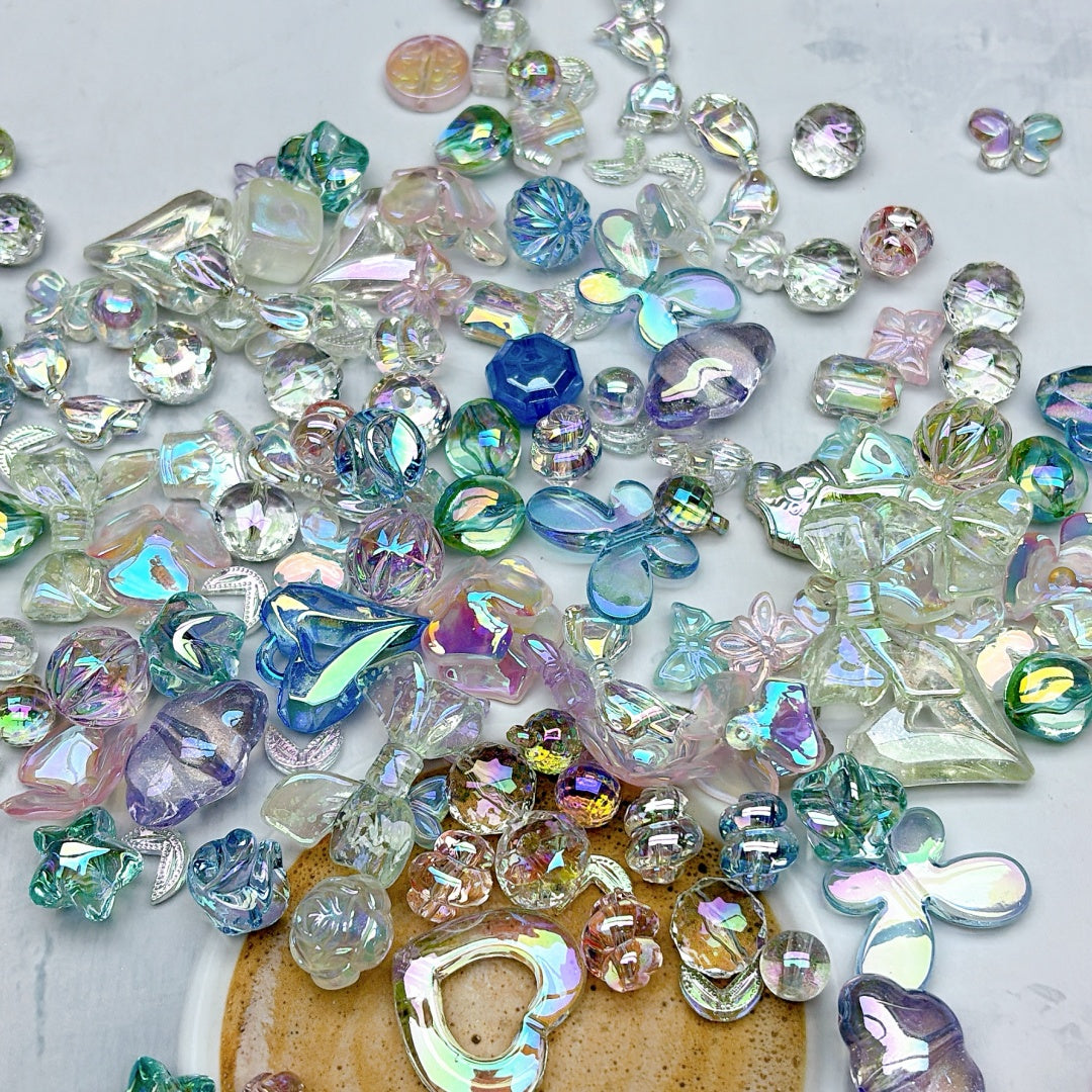 A687  高品質UVメッキアクリル/青花磁器風アクリル ビーズパーツ 手作りアクセサリー素材