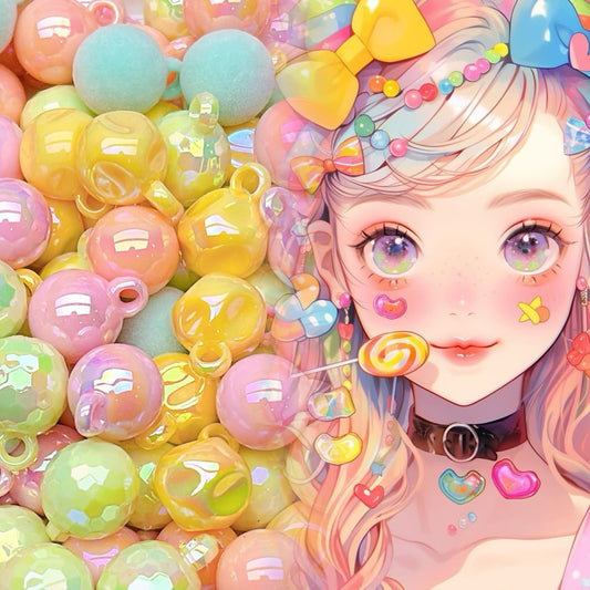 YK1：マカロンカラーシリーズ・アクリルビーズ DIYクラフト用パーツ