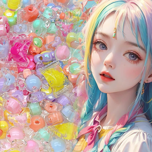 YK3： キャンディカラーの夢幻アクリルビーズ・スイートDIYハンドメイドアクセサリーパーツ